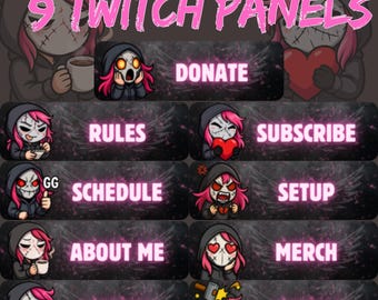 Legion Twitch Panel Emote Set – 9x Dead by Daylight Panels | Horror Chibi Emotes for Streamers | Digital instant download | NeexoraStudio