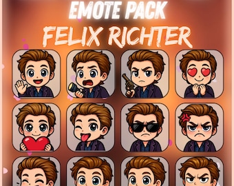Pack de emoticonos Felix Richter de Dead by Daylight para Twitch y Discord: 12 emoticonos kawaii | Emoticonos chibi adorables para streamers | Descarga digital instantánea