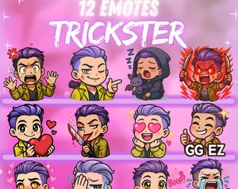 Trickster Dead by Daylight Emote Pack | 12 Horror Chibi Twitch & Discord Icons for Streamers | Cute DBD Killer Digital Download