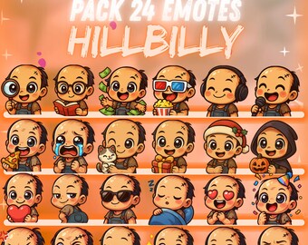 Pack de 24 emoticonos Hillbilly Mega Pack | Dead by Daylight Twitch, Discord y más | Emoticonos chibi adorables para streamers | Descarga digital instantánea