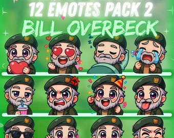 Bill Overbeck Dead by Daylight Twitch, Discord Emote Pack 2 – 12 Kawaii Emotes | Cute Chibi Emotes for Streamers | Digital instant download
