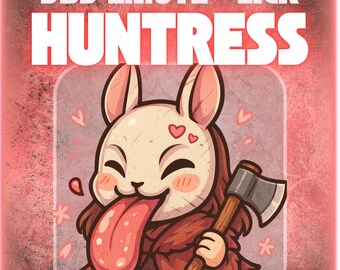 Huntress Lick Emote – Funny Kawaii Killer Licking | Dead by Daylight Twitch Emote | Horror Cute Chibi PNG | Discord emoji
