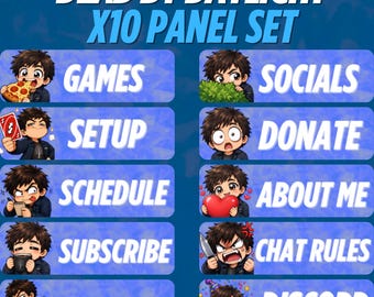 Quentin Smith Dead by Daylight Survivor Twitch Panels – DBD Survivor Panel Pack | Leuke Chibi Twitch Panels | Digitale download