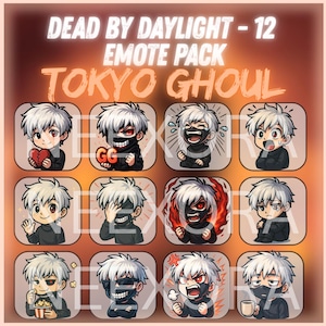 Ken Kaneki Twitch Emote Tokyo Ghoul Pack – 12x Dead by Daylight Emotes | Chibi Emote for Streamers | instant download | NeexoraStudio