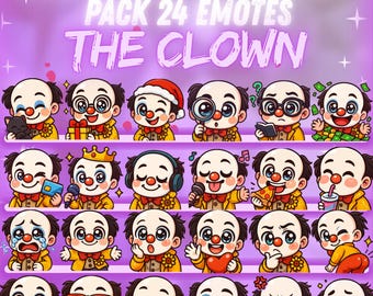 Megapack de 24 emoticonos de Payaso | Dead by Daylight Twitch, Discord y más | Emoticonos chibi adorables para streamers | Descarga digital instantánea