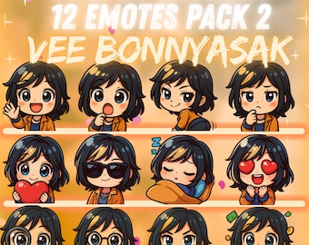 Vee Bonnyasak Dead by Daylight Twitch, Discord Emote Pack 2 – 12 Kawaii Emotes | Cute Chibi Emotes for Streamers | Digital instant download