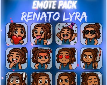 Renato Lyra Dead by Daylight Twitch & Discord Emote Pack – 12 kawaii chibi emoji dla streamerów, graczy, PNG do pobrania w formacie cyfrowym