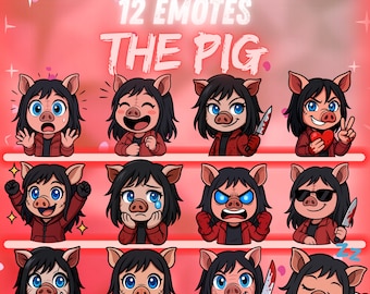 Saw The Pig Twitch Emote Pack – 12x Dead by Daylight Emotes | Horror Chibi Emotes for Streamers | Digital instant download | NeexoraStudio