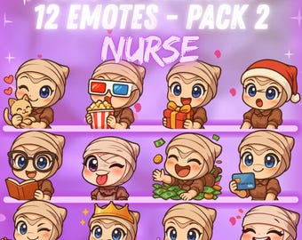 Pack de emoticonos de Enfermera Dead by Daylight para Twitch y Discord: 12 emoticonos kawaii | Emoticonos chibi adorables para streamers | Descarga digital instantánea