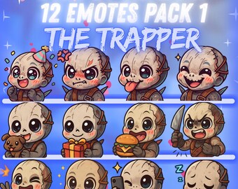 The Trapper Dead by Daylight Twitch, Discord Emote Pack 1 – 12 Kawaii Emotes | Cute Chibi Emotes for Streamers | Digital instant download