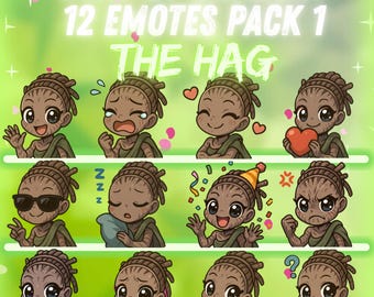 Pack de emoticonos de The Hag Dead by Daylight para Twitch y Discord: 12 emoticonos kawaii | Emoticonos chibi adorables para streamers | Descarga digital instantánea