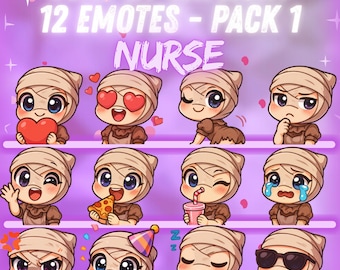Nurse Dead by Daylight Twitch, Discord Emote Pack 1 – 12 Kawaii Emotes | Cute Chibi Emotes for Streamers | Digital instant download