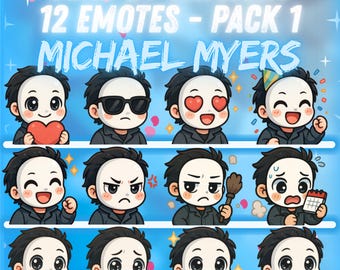 Paquete de emoticonos 1 de Michael Myers para Twitch y Discord de Dead by Daylight: 12 emoticonos kawaii | Emoticonos chibi adorables para streamers | Descarga digital instantánea
