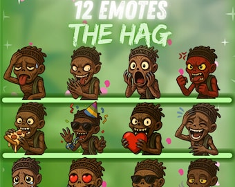 Hag Twitch Emote Pack 12 Dead by Daylight Killer Chibi Emotes for Streamer Discord YouTube Digital Download