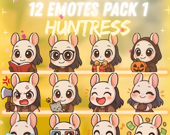 The Huntress Dead by Daylight Twitch, Discord Emote Pack 1 – 12 Kawaii Emotes | Cute Chibi Emotes for Streamers | Digital instant download