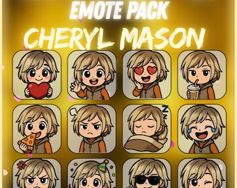 Cheryl Mason Dead by Daylight Twitch, Discord Emote Pack – 12x Kawaii Emotes | Cute Chibi Emotes for Streamers | Digital instant download