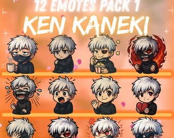 Ken Kaneki Twitch Emote Tokyo Ghoul Pack – 12x Dead by Daylight Emotes | Chibi Emote for Streamers | instant download | NeexoraStudio
