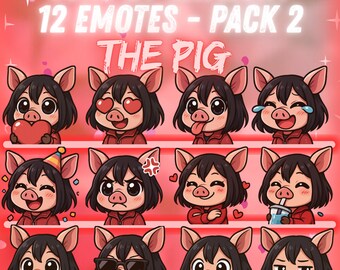 Pack de emoticonos SAW de The Pig Dead by Daylight para Twitch y Discord: 12 emoticonos kawaii | Emoticonos chibi adorables para streamers | Descarga digital instantánea