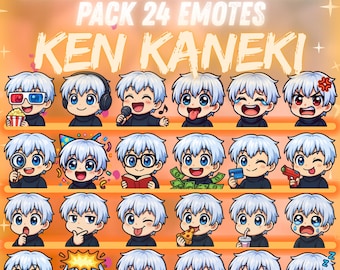 Ken Kaneki Mega Pack 24 Emote Pack | Dead by Daylight Twitch, Discord & more | Cute Chibi Emotes for Streamers | Digital instant download