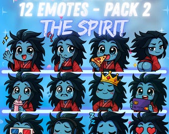 Paquete de emotes 2 de The Spirit Dead by Daylight para Twitch y Discord: 12 emotes kawaii | Emotes chibi adorables para streamers | Descarga digital instantánea