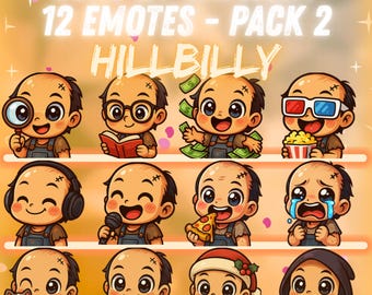 Pack de emoticonos de Hillbilly Dead by Daylight para Twitch y Discord: 12 emoticonos kawaii | Emoticonos chibi adorables para streamers | Descarga digital instantánea