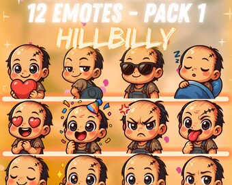 Pack de emoticonos de Hillbilly Dead by Daylight para Twitch y Discord: 12 emoticonos kawaii | Emoticonos chibi adorables para streamers | Descarga digital instantánea