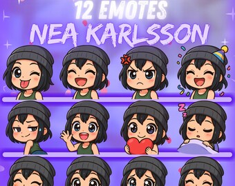 Nea Karlsson Dead by Daylight Twitch, Discord Emote Pack – 12 Kawaii Emotes | Cute Chibi Emotes for Streamers | Digital instant download