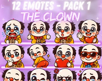 Pack de emoticonos de The Clown Dead by Daylight para Twitch y Discord: 12 emoticonos kawaii | Emoticonos chibi adorables para streamers | Descarga digital instantánea