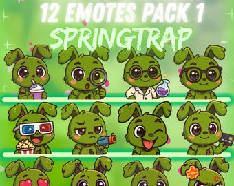 Pack de emoticonos de Springtrap Dead by Daylight para Twitch y Discord: 12 emoticonos kawaii | Emoticonos chibi adorables de FNAF para streamers | Descarga digital instantánea