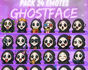 Ghostface Mega Pack 24 Emote Pack | Dead by Daylight Twitch, Discord & more | Cute Chibi Emotes for Streamers | Digital instant download