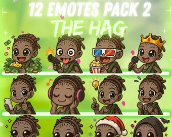 Pack de emoticonos de The Hag Dead by Daylight para Twitch y Discord: 12 emoticonos kawaii | Emoticonos chibi adorables para streamers | Descarga digital instantánea