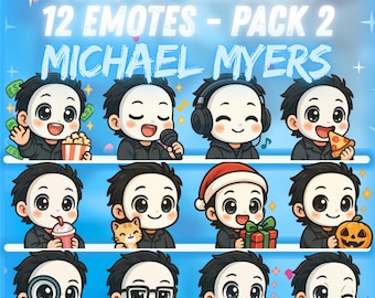 Pack de emoticonos de Michael Myers para Twitch y Discord de Dead by Daylight: 12 emoticonos kawaii | Emoticonos chibi adorables para streamers | Descarga digital instantánea