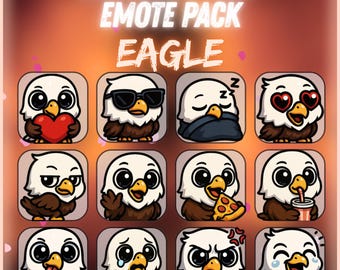 Pack de emoticonos de águila kawaii: 12 adorables emoticonos chibi para Twitch y Discord | Stickers de emojis de mascotas para streamers | Descarga digital instantánea