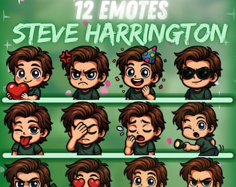 Steve Harrington Dead by Daylight Twitch, Discord Emote Pack – 12x Kawaii Emotes | Cute Chibi Emotes for Streamers | Digital instant download