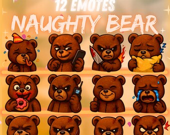 Naughty Bear Twitch Emote Pack 12x Dead by Daylight Chibi Emotes voor streamers Digitale download