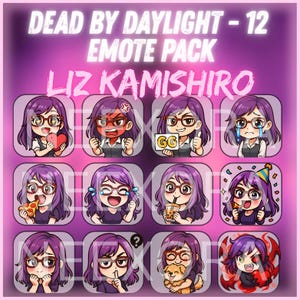 Liz Tokyo Ghoul Twitch Emote Pack – 12x Dead by Daylight Emotes | Horror Chibi Emote for Streamers | Digital instant download | NeexoraStudio