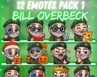 Bill Overbeck Dead by Daylight Twitch, Discord Emote Pack 1 – 12 Kawaii Emotes | Cute Chibi Emotes for Streamers | Digital instant download