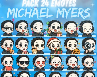 Mega Pack de 24 emoticonos de Michael Myers | Dead by Daylight Twitch, Discord y más | Emoticonos chibi adorables para streamers | Descarga digital instantánea