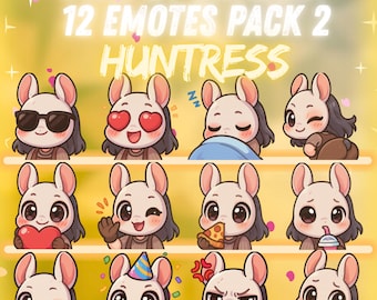 The Huntress Dead by Daylight Twitch, Discord Emote Pack 2 – 12 Kawaii Emotes | Cute Chibi Emotes for Streamers | Digital instant download