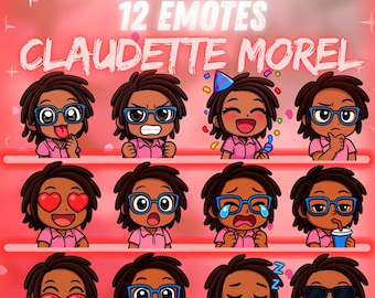 Pack de emoticonos de Claudette Morel para Twitch y Discord de Dead by Daylight: 12 emoticonos kawaii | Emoticonos chibi adorables para streamers | Descarga digital instantánea