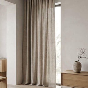 Reversible Linen & Micro-Velour Curtains, 80% Sun Blocking Drapes, Dual Sided: Textured Linen. Zigzag Velour, Custom Size Window Panels