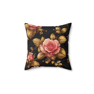 Elegant Floral Square Pillow, Vintage Rose Cushion, Home Decor, Gift for Her, Bohemian Style Throw, Sofa Pillow Cover