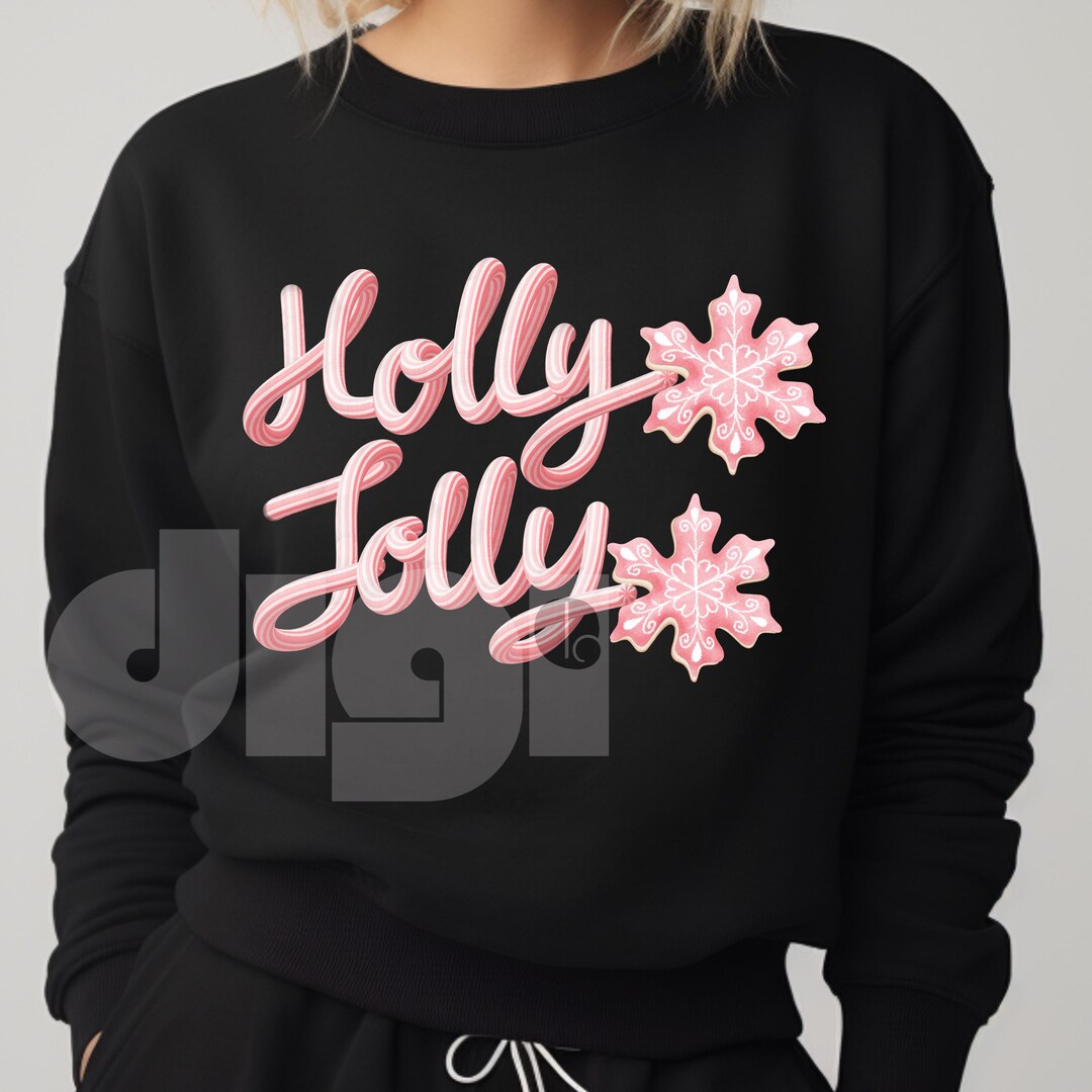 Jolly Christmas Script Holly Jolly PNG, Pink Christmas Script Png, Cute Holiday Snowflake Png ...