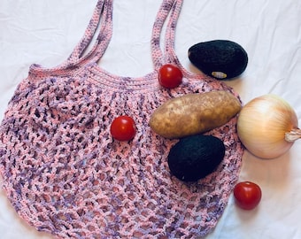 Bolsa de mercado de malla de ganchillo hecha a mano