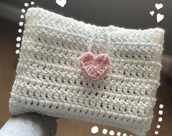 Funda para libro de ganchillo con forma de carta de amor - Funda para libro hecha a mano - Regalo para lectores