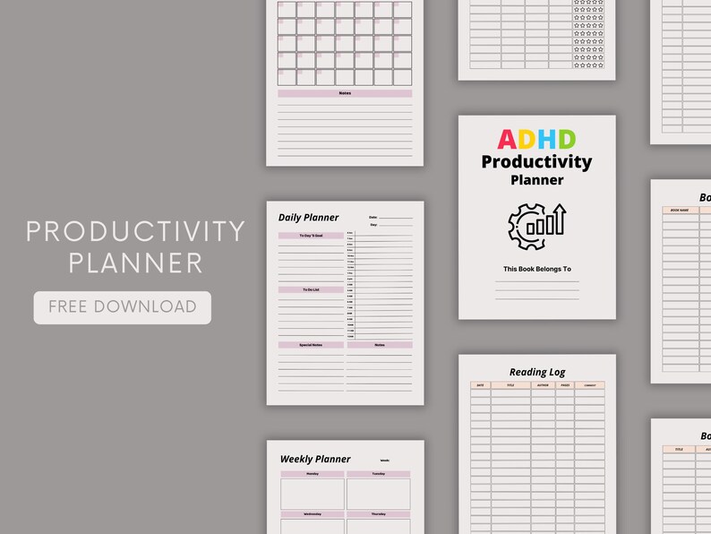 ADHD Productivity Planner Printable Focus Ultimate Life Planner Bundle ...