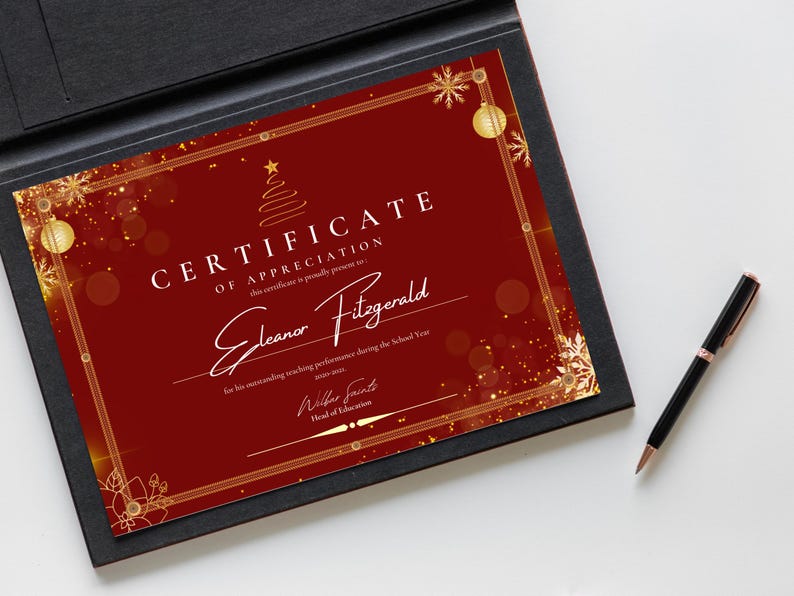Holiday Certificate of Appreciation Template | Printable Christmas ...