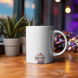 Cute Monkey Ceramic Mug - Adorable Gift for Kids, Animal Lovers, Coffee Enthusiasts, Birthday, Kitchen Decor