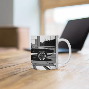 Retro Car Ceramic Mug: Gift for Automotive & Coffee Lovers