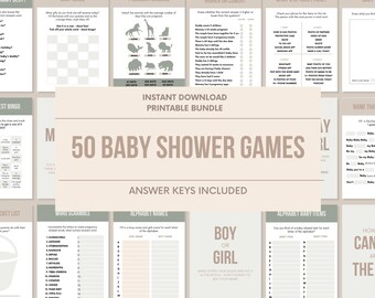 50 Baby-Dusche-Spiele zum ausdrucken, Neutral-Baby-Dusche-Spiele, Sofort-Download, Gender Neutral Baby-Dusche, Baby-Dusche-Aktivitäten